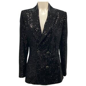 Elie Saab Black 2023 Velvet and Sequins Blazer